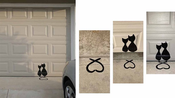 밋밋했던 차고문에 그림 고양이 그림으로 인해 저절로 미소가 지어진다. 