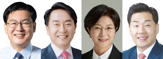 2022년 6월 1일 지방선거 서울 구청장 후보들. 왼쪽부터 서대문구청장 민주당 박운기, 국민의힘 이성헌, 은평구청장 민주당 김미경, 국민의힘 남기정.