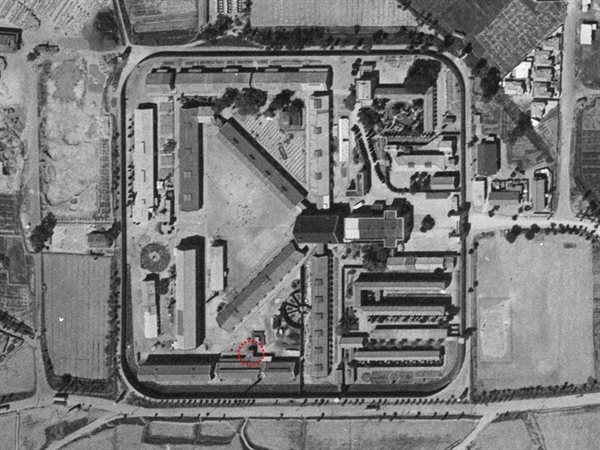 대전 중구 중촌동에 있는 '구 대전형무소 우물터' 위치도. 대전시는 오는 25일 '구 대전형무소 우물'을 대전시 첫 등록문화재로 등록 고시한다고 밝혔다. 사진은 과거 대전형무소.