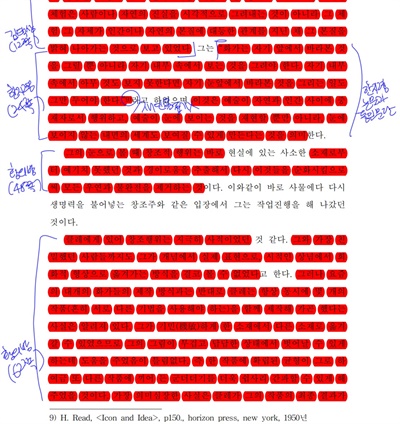 숙대 교수들이 분석한 김 여사의 석사 논문 표절 내용. 붉은색 표시 내용이 표절로 분석된 부분이다. 
