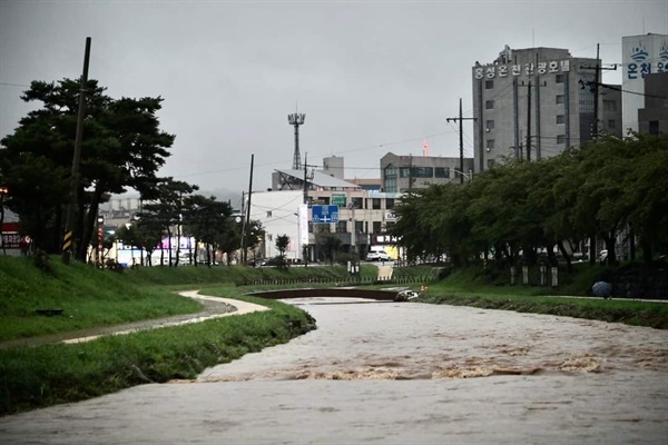 홍성은 지난 8일부터 비가 이어지고 있다. 특히 전날인 10일 오후 6시경에는 국지성 집중호우로 홍성천이 범람 위기를 맞기도 했다.
