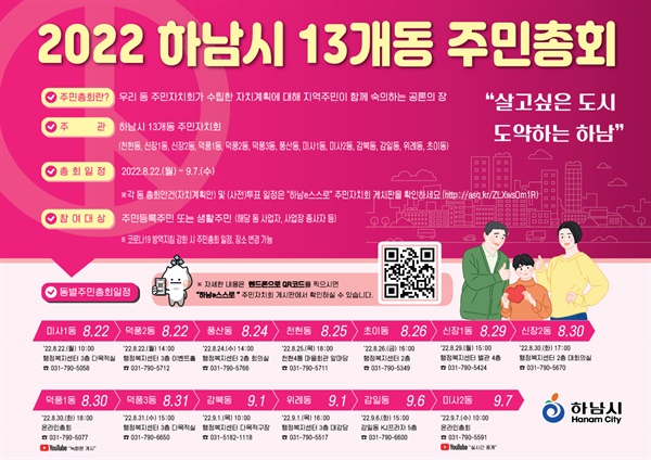 2022 하남시 13개동 주민총회 일정