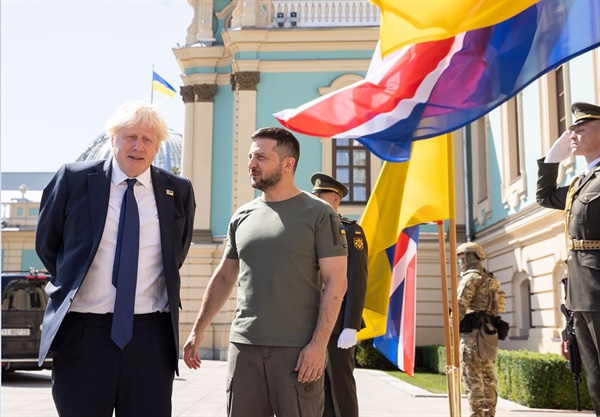 우크라이나 독립기념일을 맞아 키이우를 방문한 보리스 존슨 영국 총리