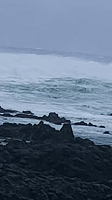 제주도가 태풍 힌남노 직접 영향권에 든 가운데, 5일 오전 서귀포시 법환포구 바다에 높은 파도가 밀려오고 있다.