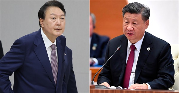 왼쪽부터 윤석열 대한민국 대통령, 시진핑 중국 국가주석. 