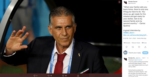 카를로스 케이로스 감독 케이로스 감독이 지난 여름 다시 이란 대표팀으로 복귀해, 2022 카타르 월드컵을 준비하고 있다. 