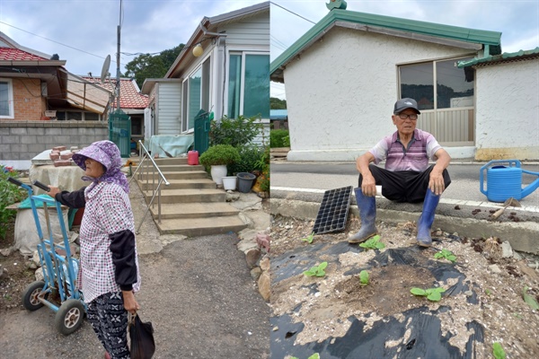 왼쪽은 모도에 사는 이민자(85) 할머니. 오른쪽은 시도에 사는 박남영(92) 할아버지.