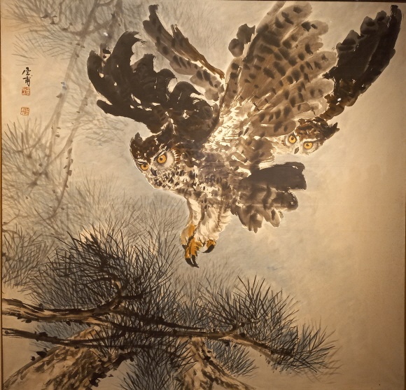 운보 김기창(1913~2001) 밤새(1974) 종이에 수묵 채색