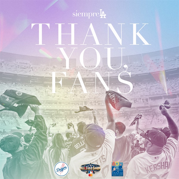  디비전시리즈 4차전 패배 이후 팬들의 응원에 감사함을 전한 LA 다저스