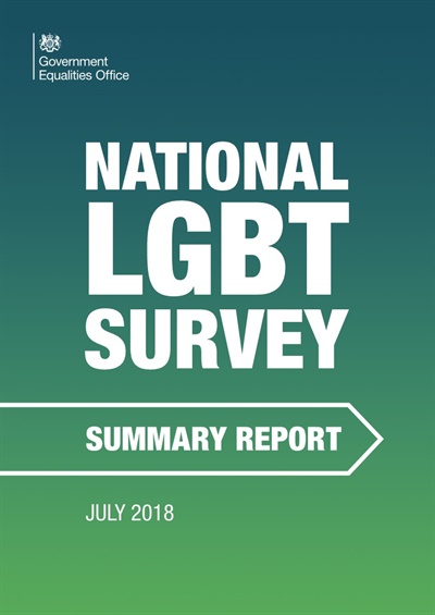 2018년 7월 평등청이 발간한 '국가 성소수자 조사 요약 보고서(National LGBT Survey Summary Report)' 표지.