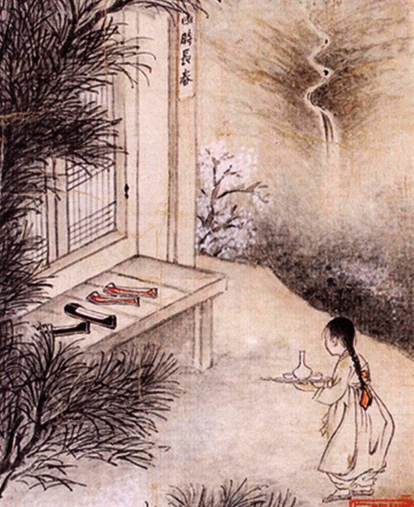 신윤복, 19세기, 종이에 옅은 채색, 27.2×15.0㎝