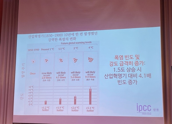 강의 자료 IPCC보고서 출처 - 지구 온도 상승에 따른 기후변화 