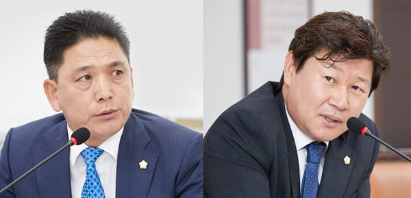 용인시의회 이창식 국민의힘 대표의원(왼쪽)과 김진석 더불어민주당 대표의원(오른쪽)
