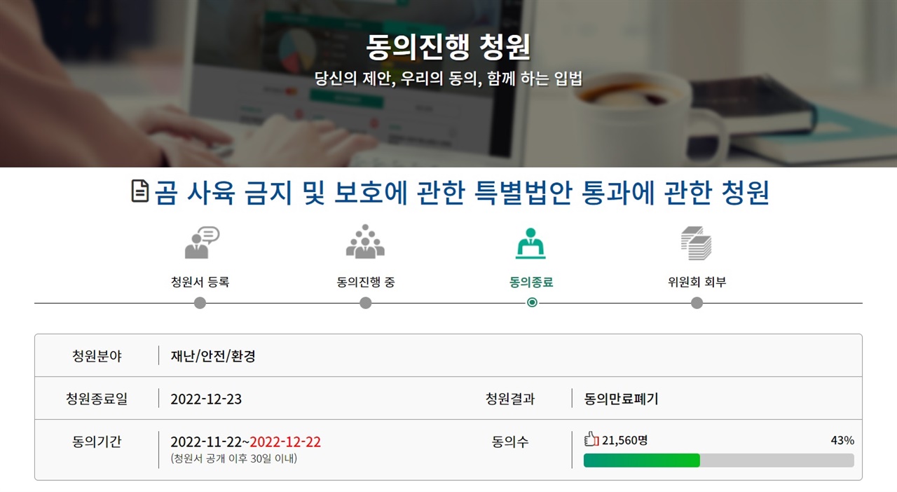 '사육곰 특별법' 국민동의청원 2만 명 달성