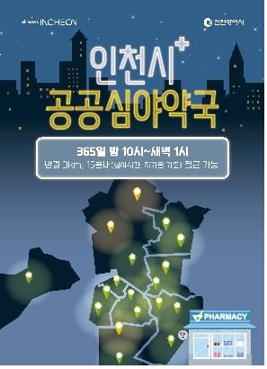 인천시는 올해부터 인천 8개 구에 총 26곳의 공공심야약국을 운영한다고 1월 2일 밝혔다. 지난해 13곳이었던 공공심야약국이 올해 두 배로 늘어나는 것이다.
