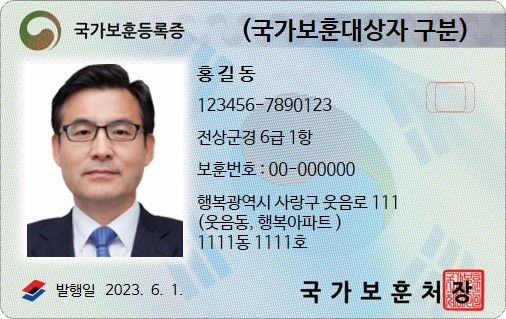  신규 국가보훈등록증