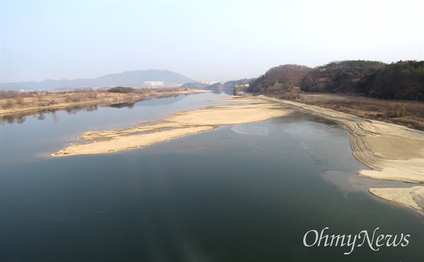  1월 6일 낙동강 합천창녕보. 우곡교 모래톱.