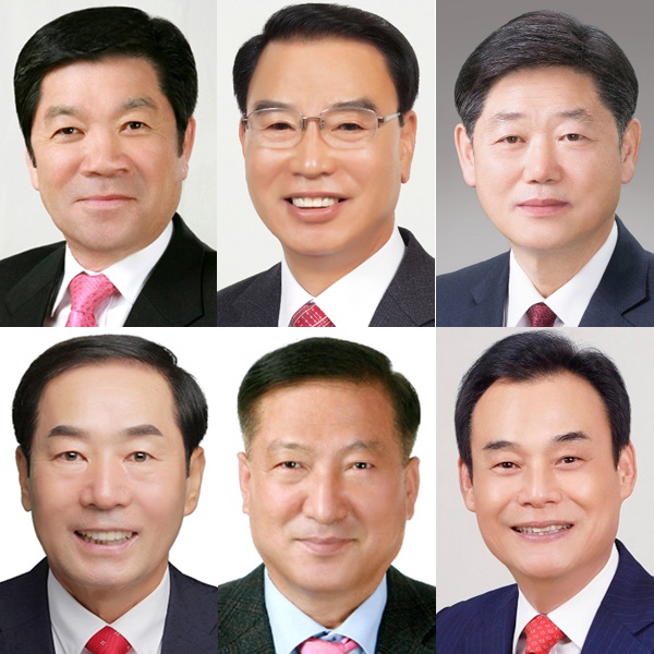 4월 5일 경남 창녕군수 보궐선거에 나선 국민의힘 권유관, 김춘석, 박상제, 성낙인, 이상주, 하종근 예비후보.