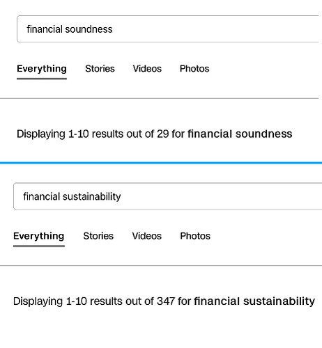 CNN 뉴스 사이트에서 ‘financial soundness(재정건전성)’를 검색하면 29개 기사만 검색되나 ‘financial sustainability(재정 지속가능성)’를 검색하면 347개 기사가 검색된다.(검색일 2023.2.23 기준)