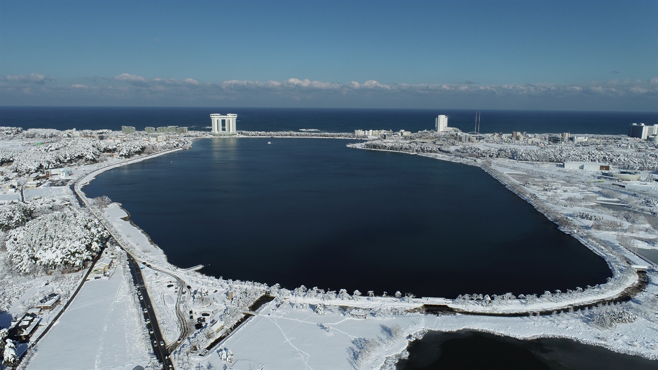 경포호의 겨울 호수둘레 4.3km, 2023년 2월