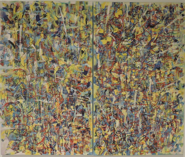 'Thorns Amidst the Verdant Bloom' Oil paint on jute canvas, 152.5cm×183cm(Diptych) 20211