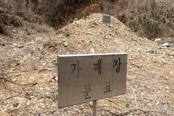 창원 마산합포구 진전면 여양리에 있는 한국전쟁 전후 민간인 학살 유해 발굴 현장.