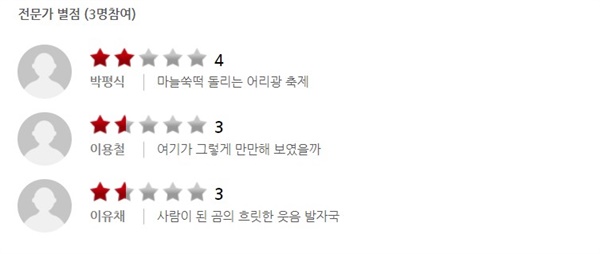  '씨네21' 영화 <웅남이>에 대한 이용철 평론가의 한줄평과 별점.
