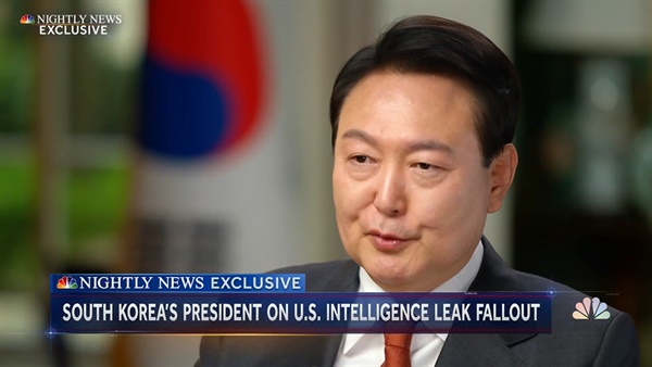 25일(미 현지시각) 미국 NBC방송에 보도된 윤석열 대통령 인터뷰. 