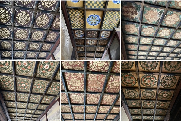 니조성 니노마루 궁전 방 천장은 방에 따라서 다른 무늬를 그려 놓았습니다.