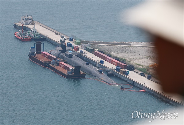 19일 미국의 핵추진 잠수함(SSGN)인 ‘미시건함’이 지난 16일부터 나흘째 부산항에 입항해 있다.