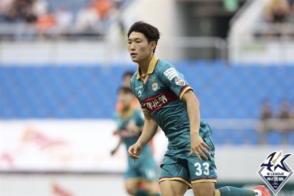  월드컵 이후 펼쳐진 제주 유나이티드와의 리그 경기에서 선발 출장한 대전 배준호.