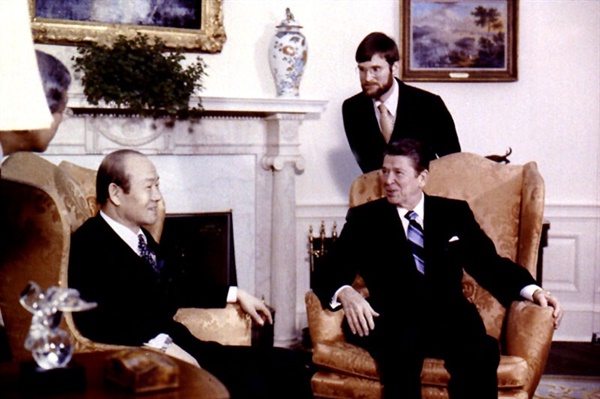 1981년 2월 2일(현지시간) 미국 백악관에서 진행된 전두환-레이건의 한미 정상회담.