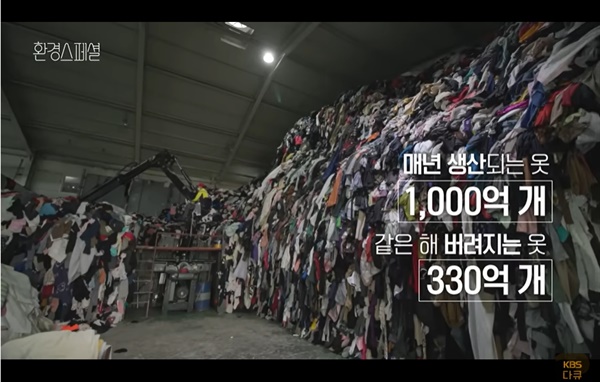 KBS 환경스페셜에서 방영됐던 '옷을 위한 지구는 없다' 중 화면갈무리.