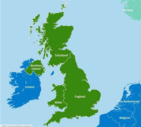 영국과 아일랜드의 지도