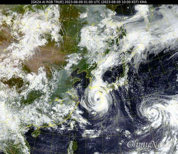 9일 오전 기준 6호 태풍 카눈의 모습. 천리안위성이 담은 위성 사진이다.