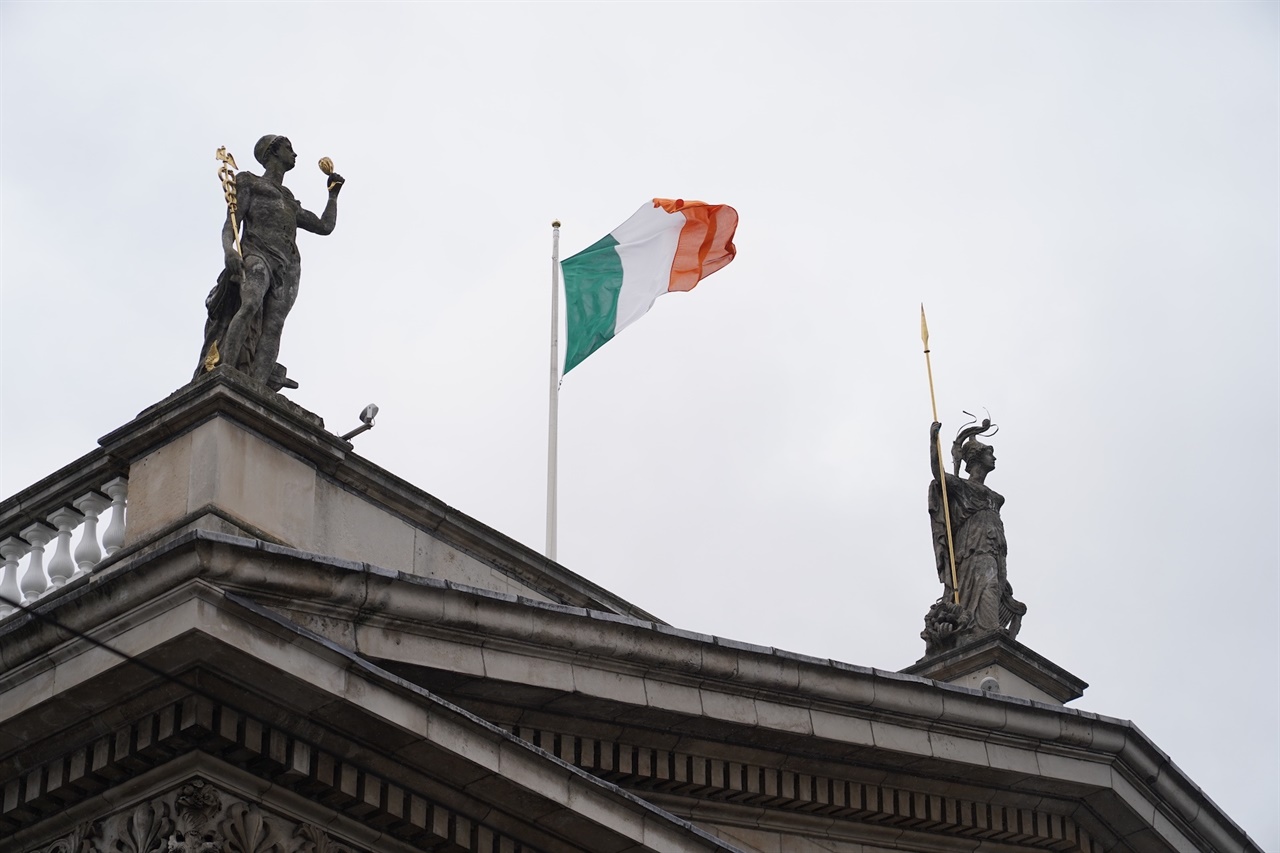 중앙우체국에 걸린 아일랜드 국기