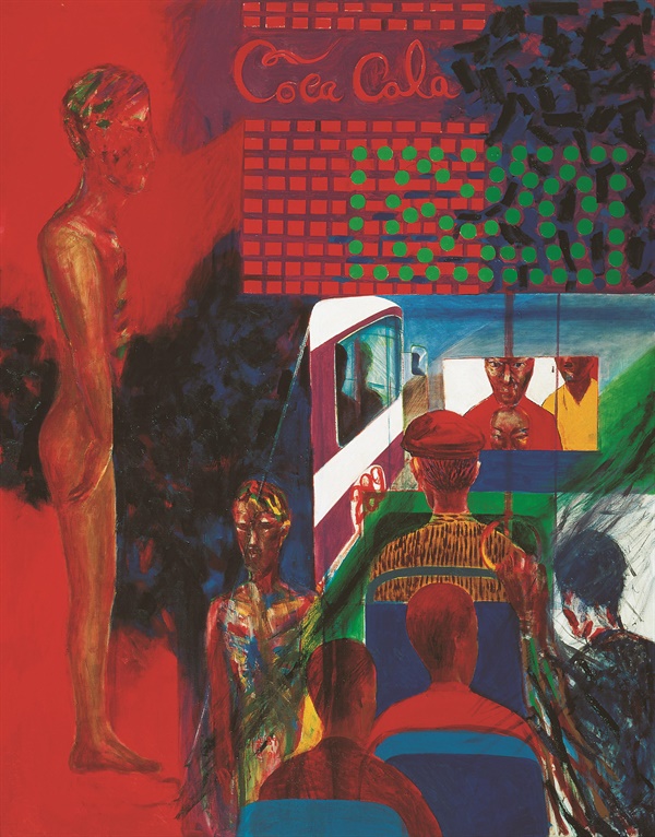     〈도시-차 안에서〉, 1989, 1991, 캔버스에 유채, 230×180cm.