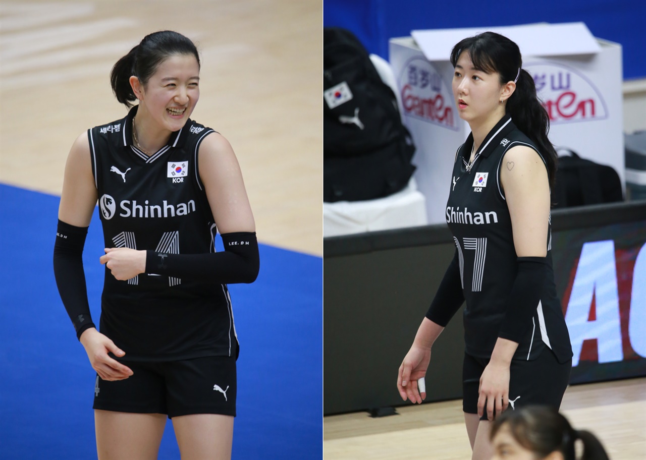  한국 여자배구 대표팀, 이다현(왼쪽)-강소휘 선수