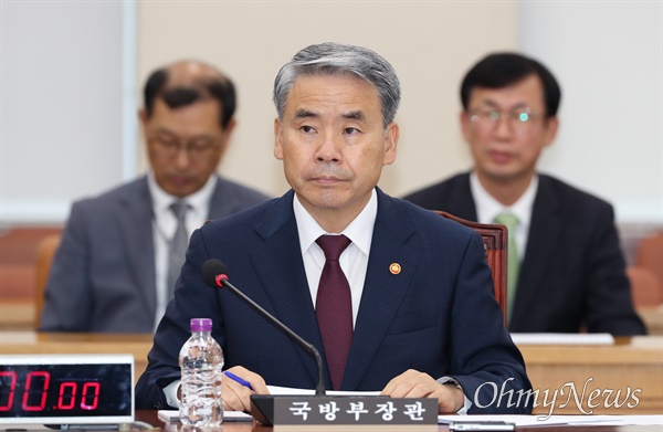 이종섭 국방부 장관이 지난 9월 18일 서울 여의도 국회에서 열린 국방위원회 전체회의에 출석해 있다.
