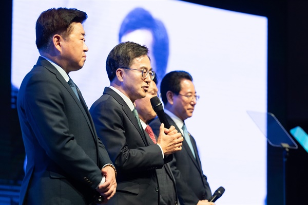 김동연 경기도지사가 19일 오후 63컨벤션센터에서 열린 '9.19평양공동선언 5주년 기념식'에서 인사말을 하고 있다.