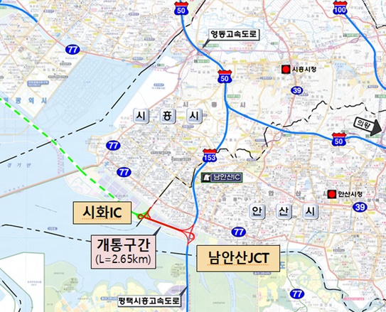 수도권 제2순환 고속도로(고속국도 제400호) 시화MTV 구간 지도