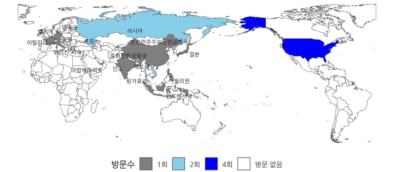  문재인 대통령 임기초반(1년 6개월) 해외 방문 국가.