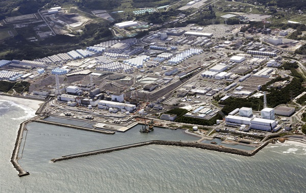 2023년 8월 24일, 오염수를 방류하고 있는 후쿠시마 제 1원자력 발전소의 모습