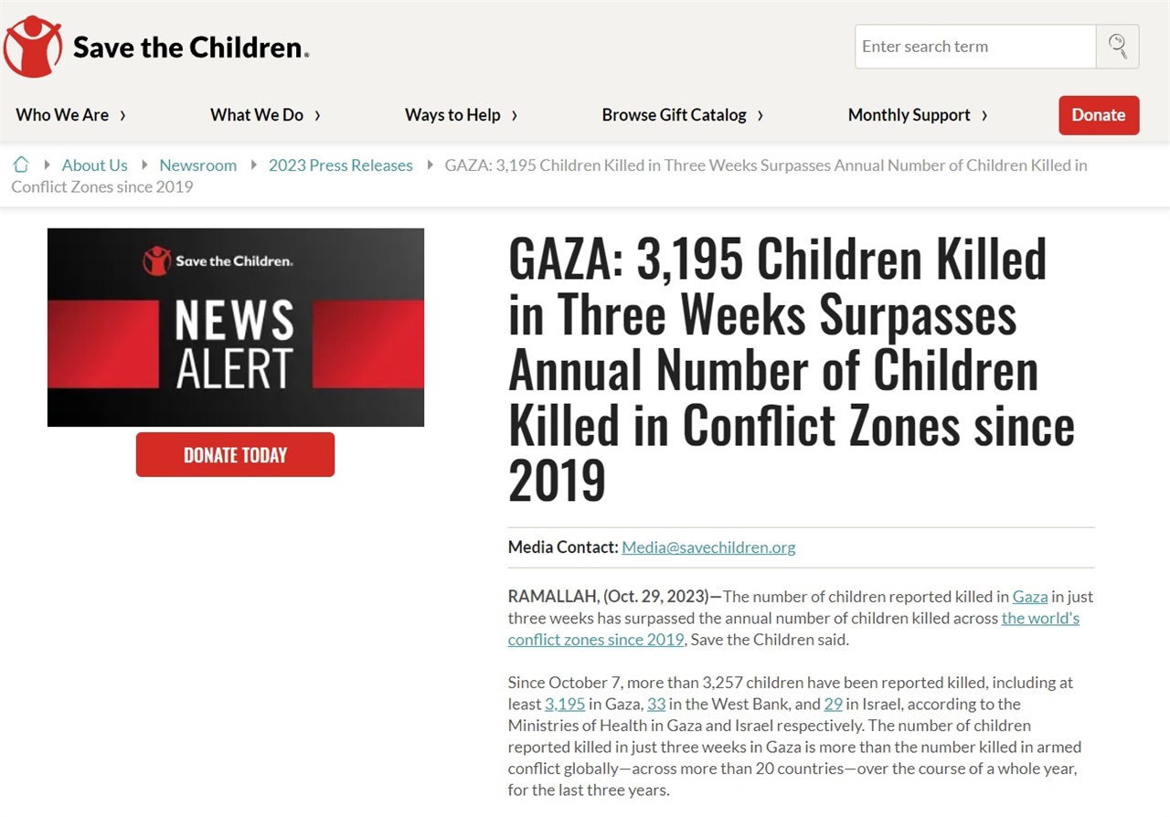 https://www.savethechildren.org/us/about-us/media-and-news/2023-press-releases/gaza--3-195-children-killed-in-three-weeks