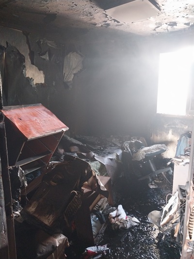 18일 거제 고현동 소재 아파트 화재.