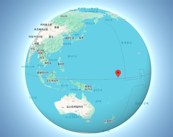 한국에서 6000km 떨어져 있는 남태평양 키리바시공화국 타라와섬(붉은색)