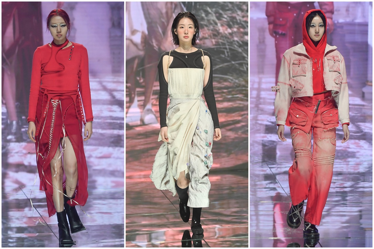 12월6일 오후 서울 강남구 섬유센터에서 열린 '2023 대한민국 패션대상'에서 신진디자이너 하이브리드 패션쇼가 펼쳐지고 있다. 2023.12.6