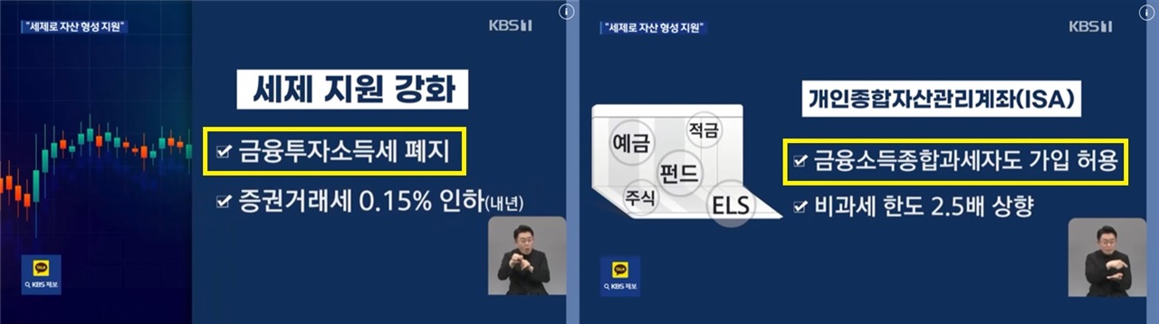 정부의 부자 감세를 국민 자산 형성 정책이라 보도한 KBS(1/17)