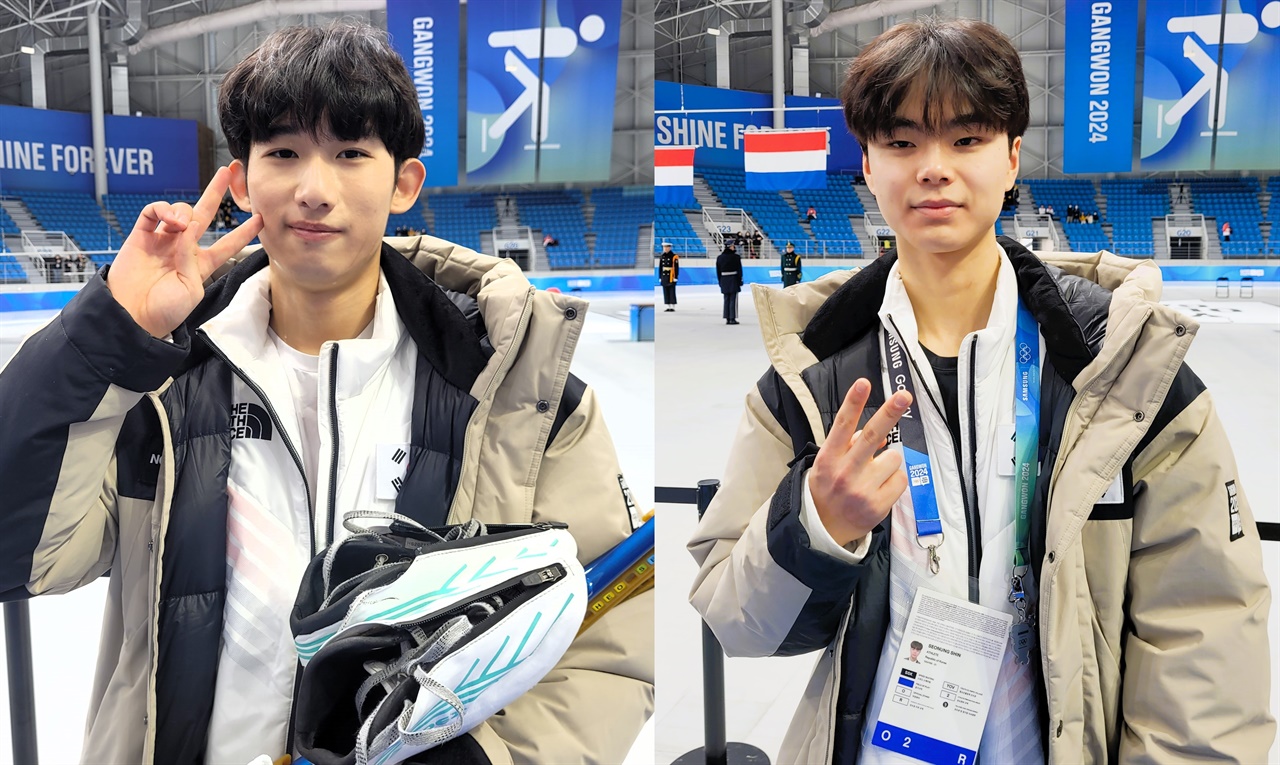  이번 2024 강원 동계 청소년 올림픽의 경기를 모두 마친 허석(왼쪽)과 신선웅(오른쪽) 선수.