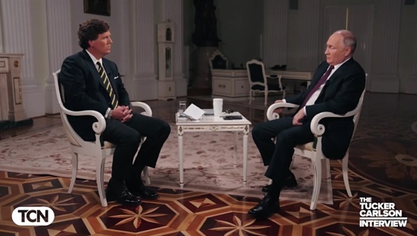 블라디미르 푸틴 러시아 대통령과 미 언론인 터커 칼슨 인터뷰 영상